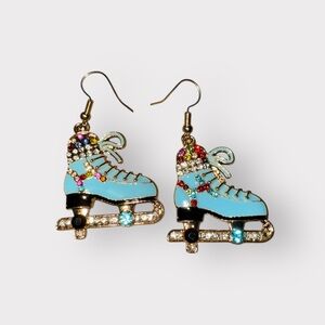Light Blue Holiday Ice Skate Fashion Earrings